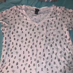 White blouse with cute little cactuses